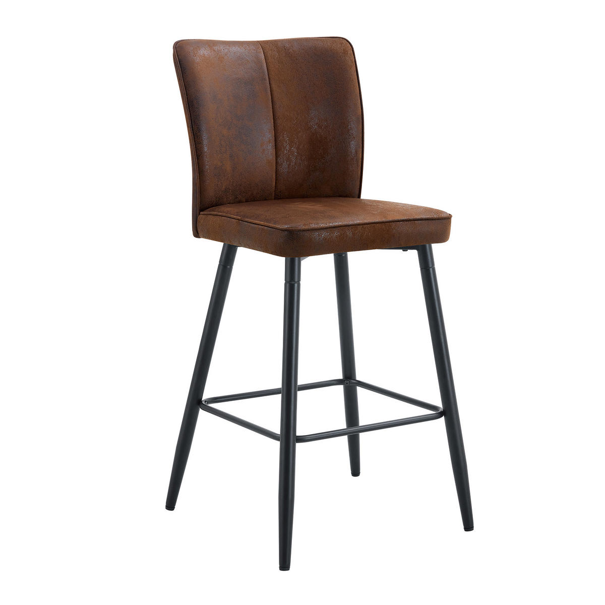 BARHOCKER 2er-Set Braun mit Technologie-Stoff und Rückenlehne - Braun, Metall (44/101/44cm) - PANGIVO
