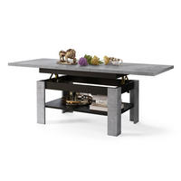 COUCHTISCH rechteckig Beton - Schwarz ausziehbar höhenverstellbar - Hellgrau/Schwarz, Holzwerkstoff (65/130/58cm) - designimpex
