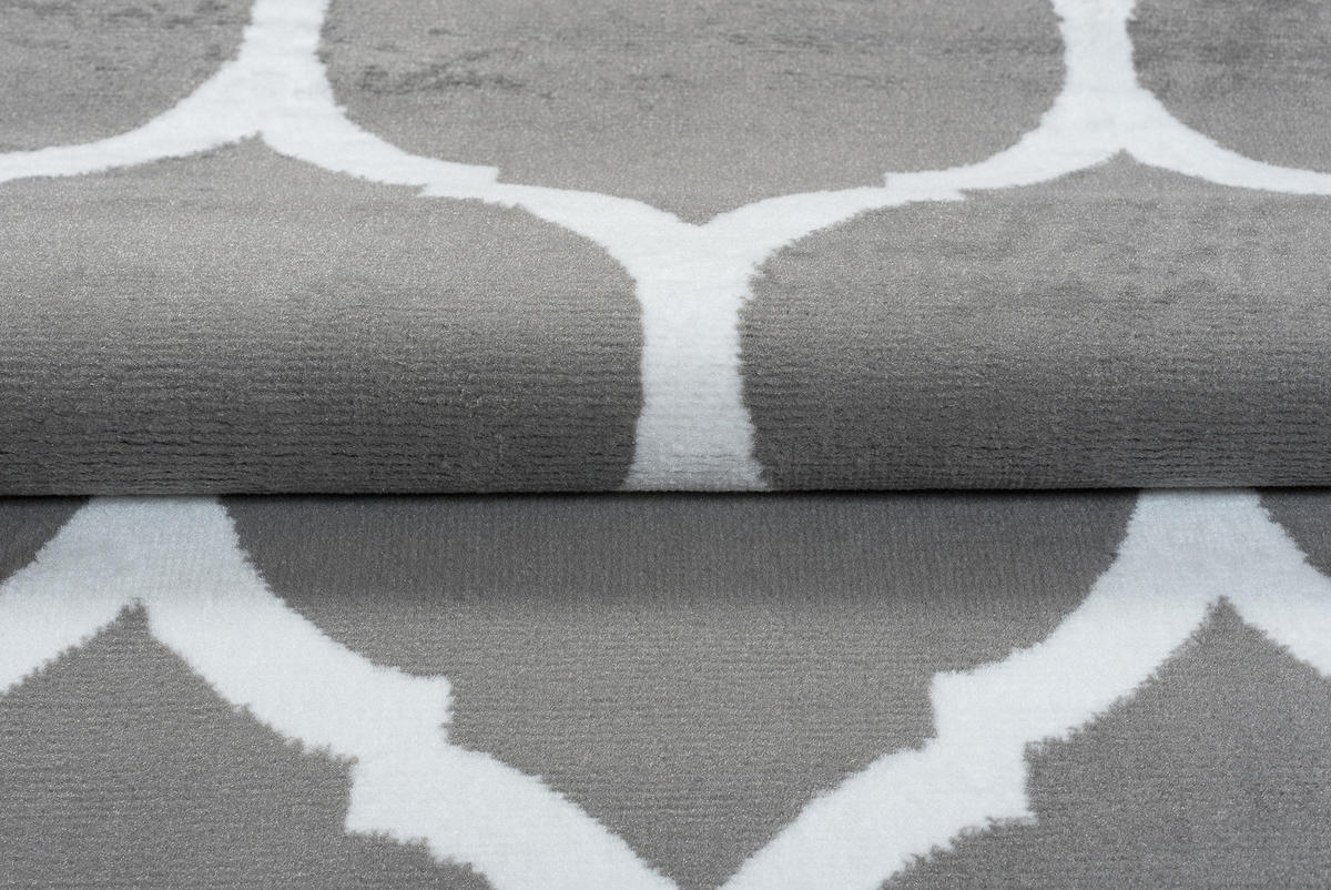 TEPPICH LUXURY Grau Marokkanisch Gitter 250/350 cm - Grau, Textil (250/350cm) - Tapiso