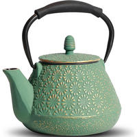TEEKESSEL Gusseisen 950ml Kirschblütenmuster Grün - Hellgrün, Metall (17/8cm)