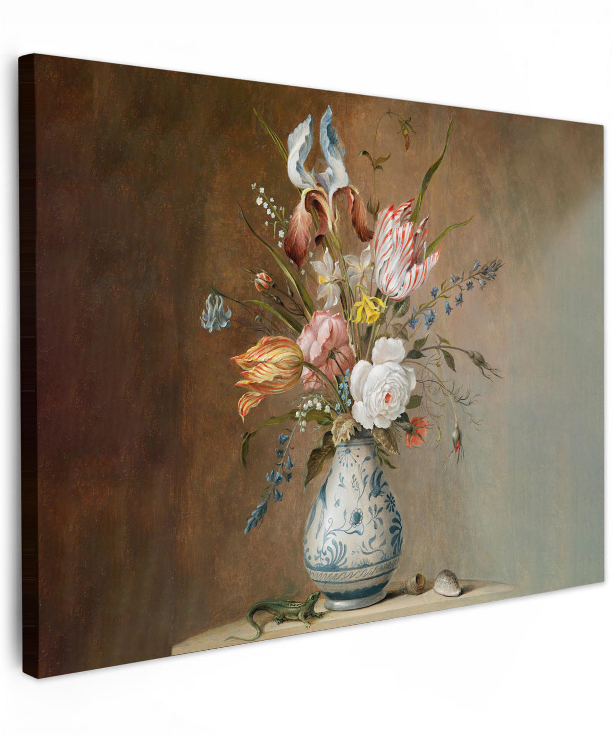 LEINWANDBILD Alte Meister - Blumen - Balthasar van der Ast Wandbilder 80x60 cm - Hellbraun, Textil (80/60cm) - MuchoWow