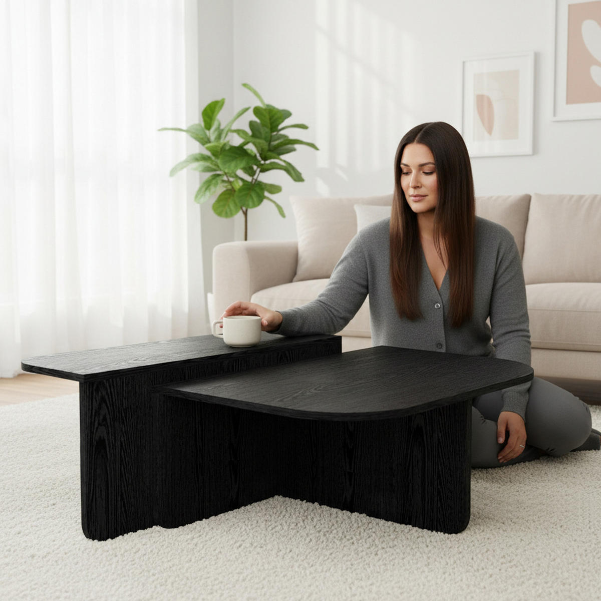 COUCHTISCH Luxe Schwarz 90x90 cm - Schwarz, Holzwerkstoff (90/90/33cm) - moebel17