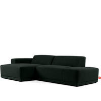 ECKSOFA LINKS MUDI in moderner Optik mit hochwertigem Kaltschaum, Cord-Stoff, Dunkelgrün - Dunkelgrün/Schwarz, Textil (280/160cm) - KONSIMO®