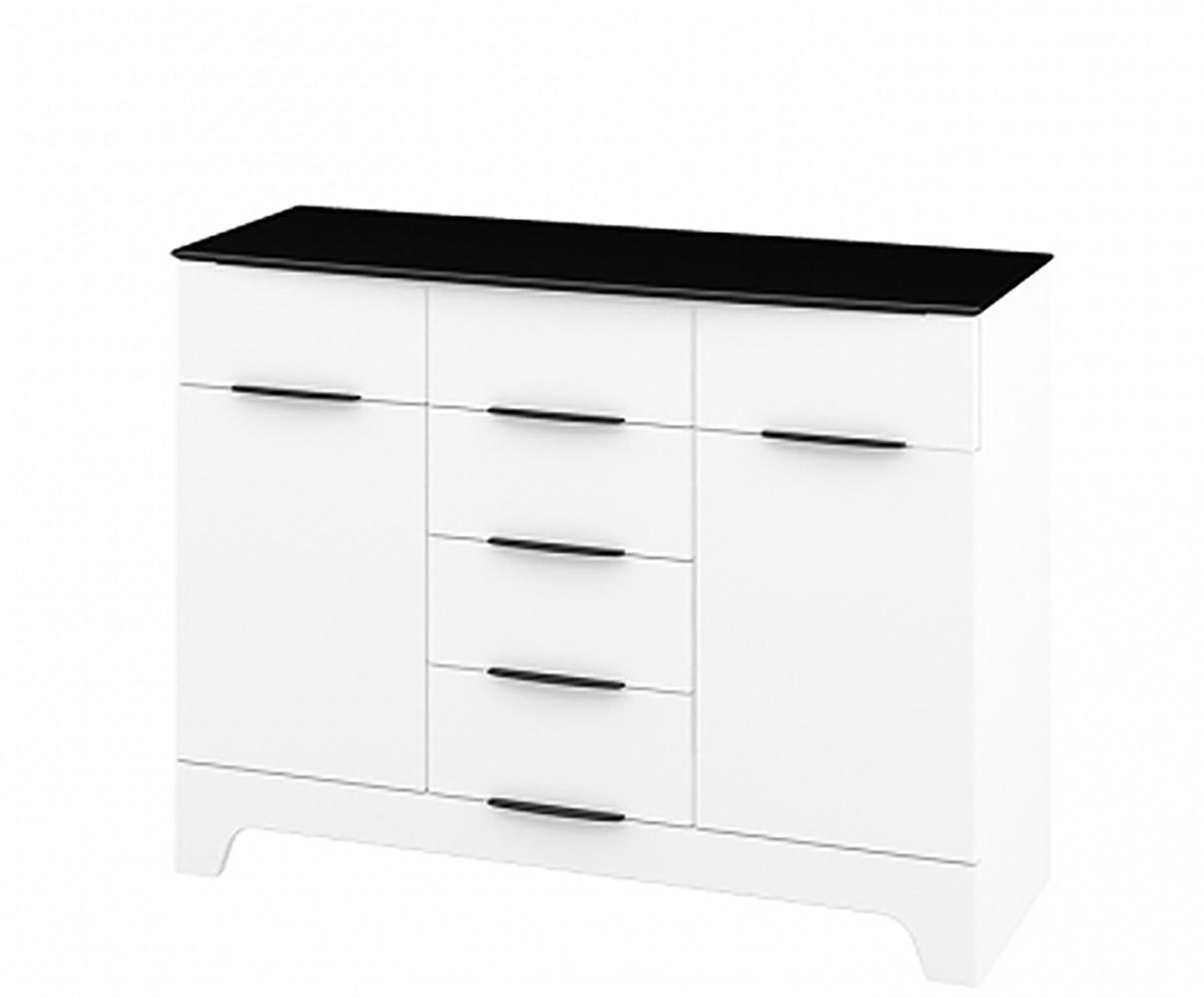 SIDEBOARD Verona weiß / weiß Hochglanz 121 / 45 / 91cm - Schwarz/Weiß, Holz/Holzwerkstoff (121/91/45cm) - Feldmann-Wohnen