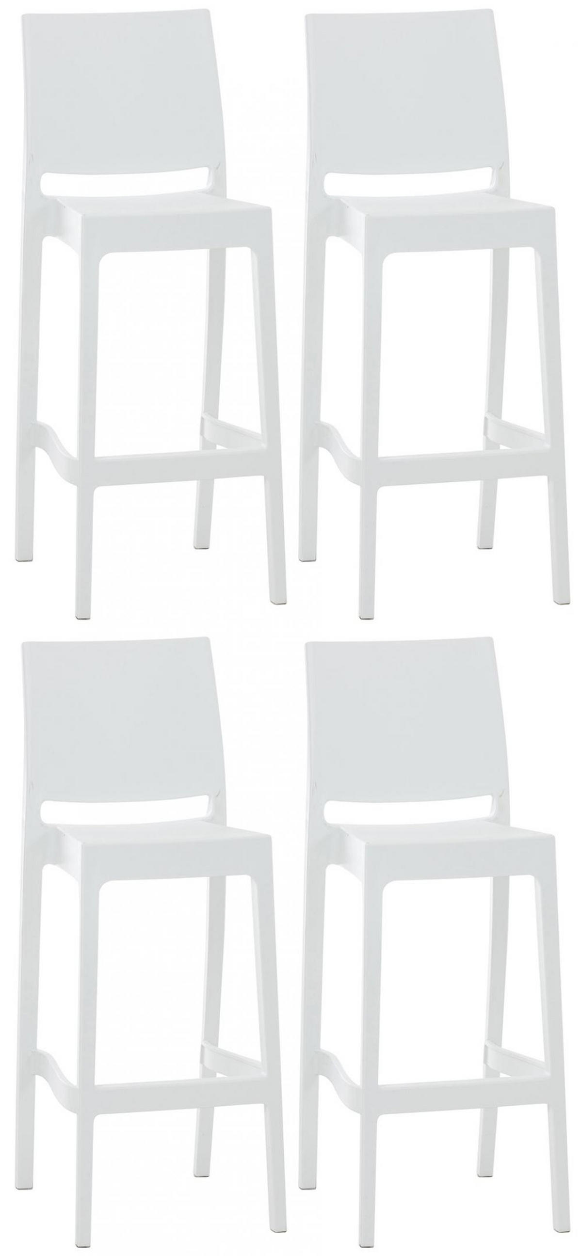 BARHOCKER 4er Set Kunststoff weiß - Weiß, Kunststoff (45/105/51cm) - CLP