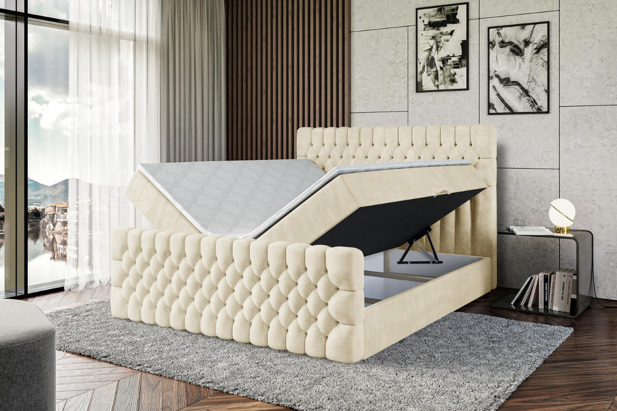 BOXBETT SERENE-Z - 120 x 200 - H3 - Beige - Beige, Holzwerkstoff (120/200cm) - ALTDECOR