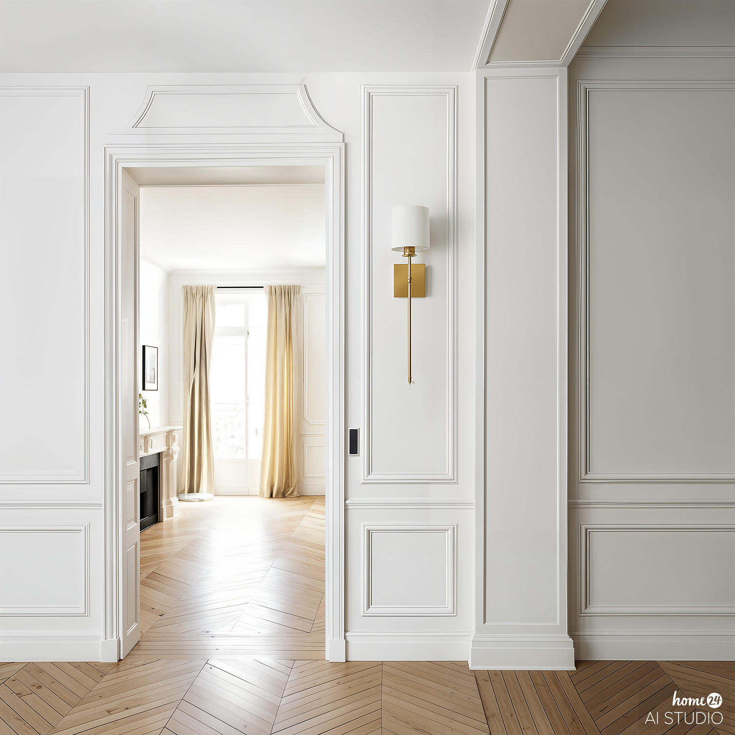 WANDLEUCHTE mit Akku-Leuchtmittel - RGB-Leuchtmittel - inkl. Fernbedienung - Messingfarben/Weiß, Textil/Metall (15/61/20cm) - home24