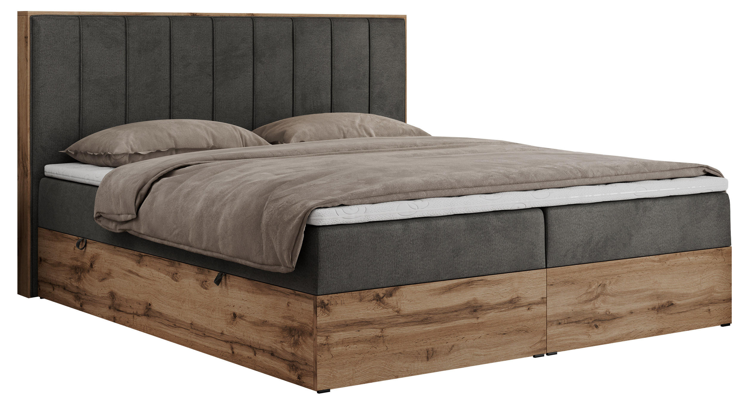 BOXBETT BELLISSIMO 200/200 Dunkelgrau Velvet - H3 - Dunkelgrau, Holz/Textil (200/200cm) - MKS