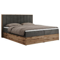 BOXBETT BELLISSIMO 180/200 Dunkelgrau Velvet - H4 - Dunkelgrau, Holz/Textil (180/200cm) - MKS