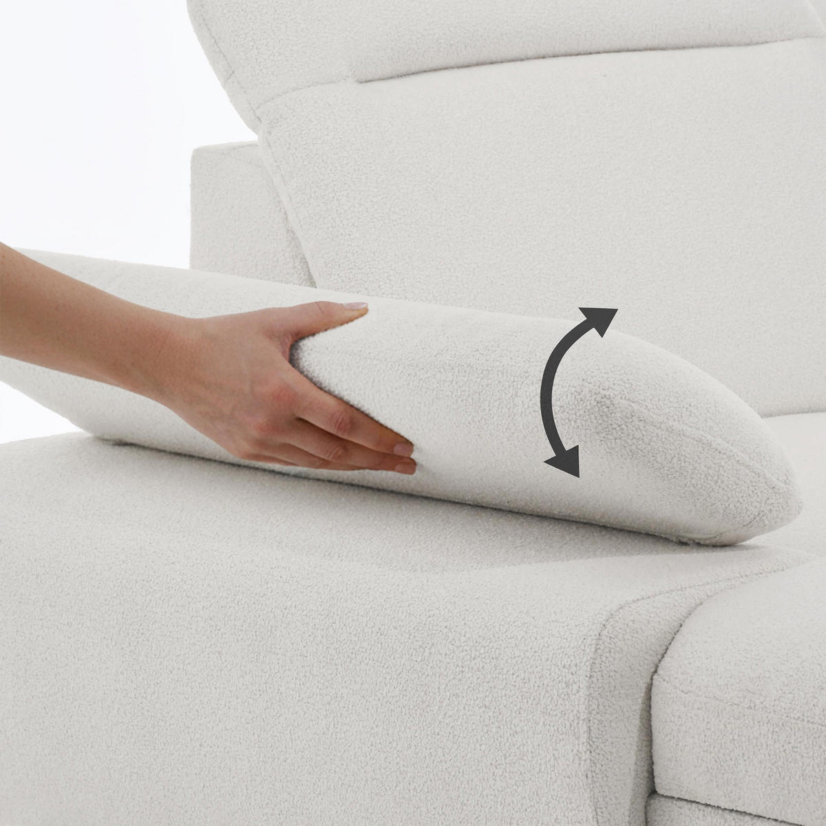 SEDACÍ SOUPRAVA Sora U s funkcí spaní, nastavitelnou hloubkou sedu, opěrkami hlavy a područkou, 365 cm, světle béžová, levá - černá/béžová, textil (365/107/235cm) - Beautysofa