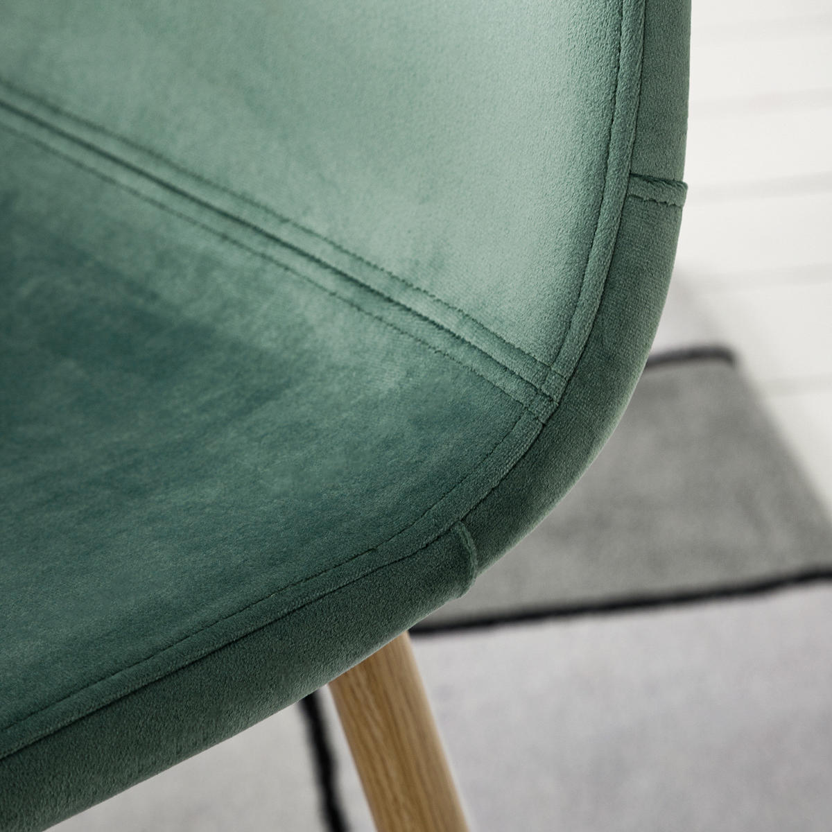 POLSTERSTUHL - Samt / Metall, Eiche Dekor - Mintgrün, Textil (44/87/53cm) - home24