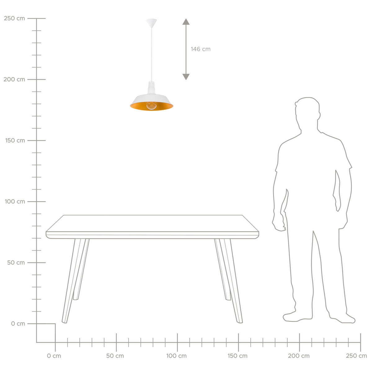 HÄNGELEUCHTE Bayou 46/46/177 cm - Weiß, Metall (46/46/177cm) - Beliani