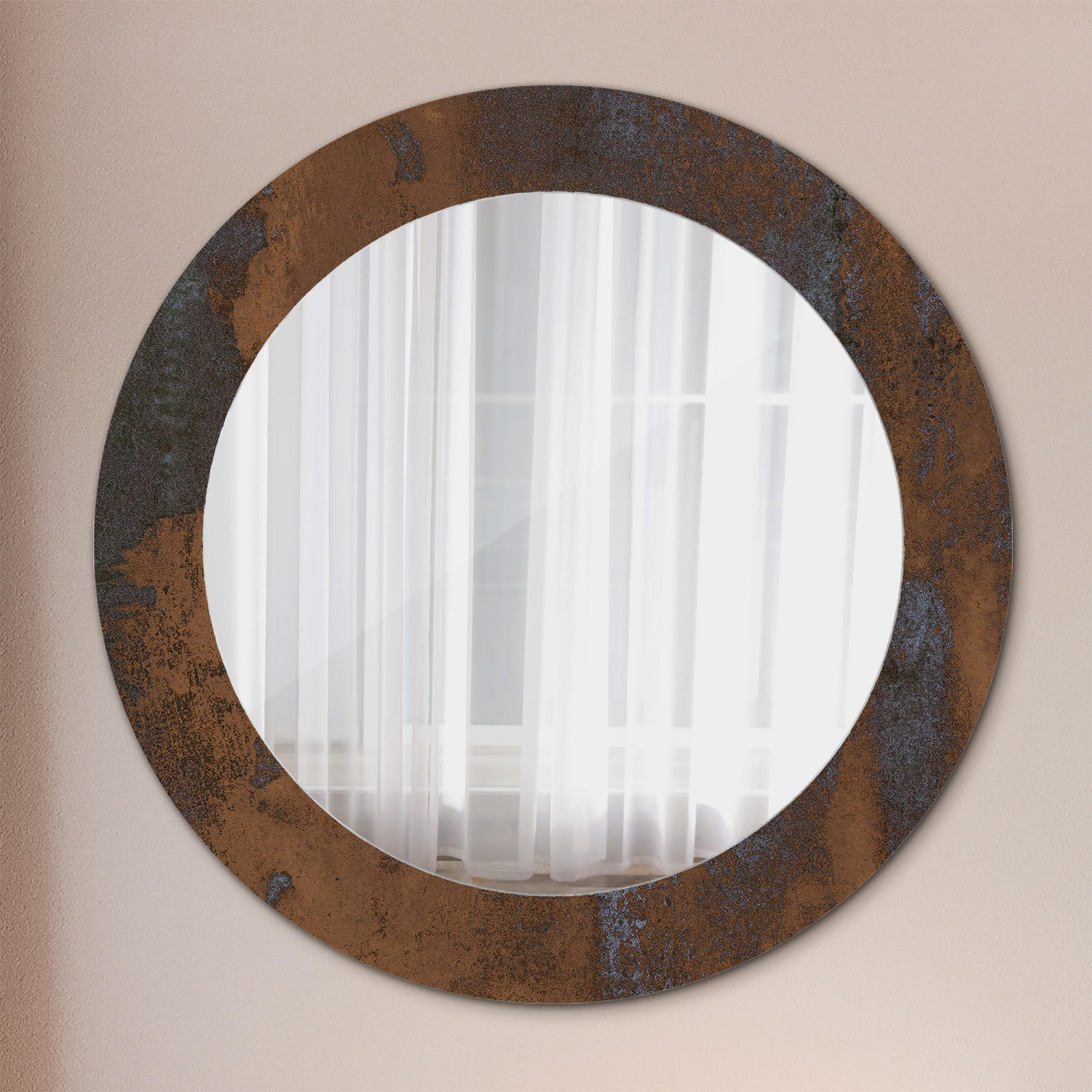 SPIEGEL Ø60 cm Rund mit Aufdruck - Braun, Glas (60/60/0.4cm) - TULUP