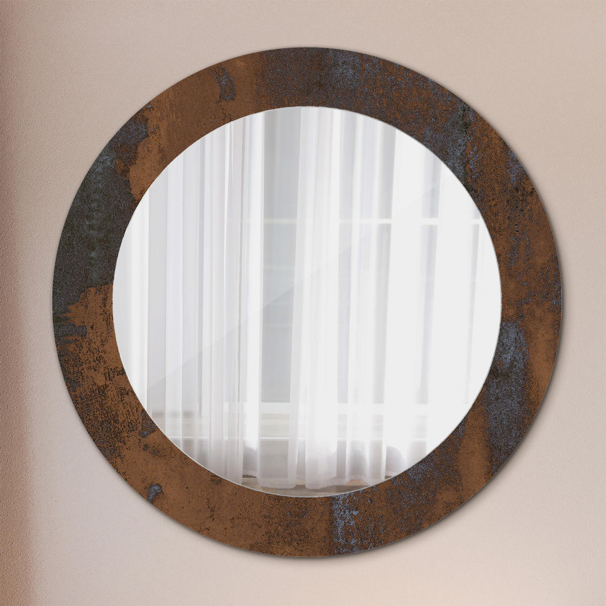 SPIEGEL Ø60 cm Rund mit Aufdruck - Braun, Glas (60/60/0.4cm) - TULUP