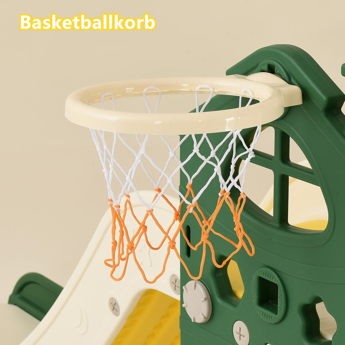 7-IN-1 RUTSCHE Für Kinder Grün Mit Basketballkorb & Kletterspielset - Grün, Holz (166/96.5/193.5cm)