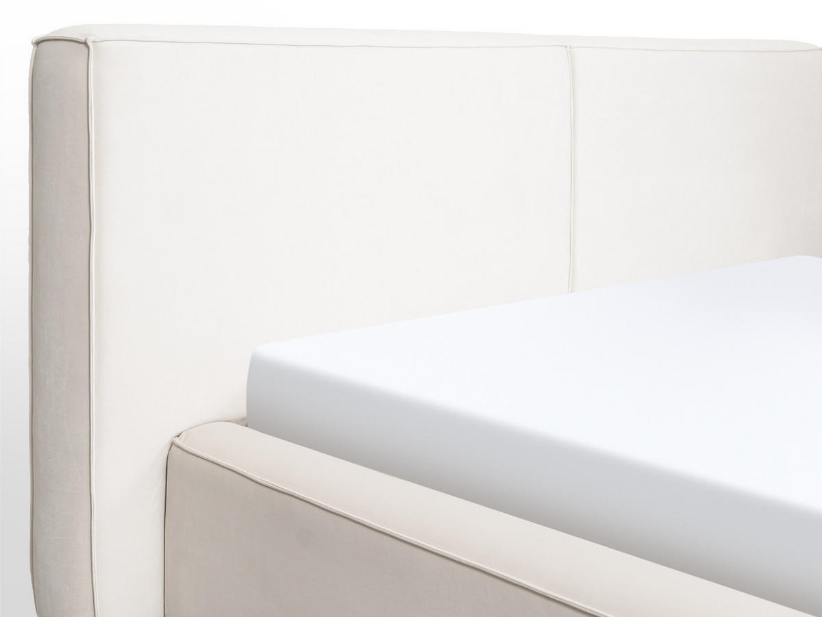 POLSTERBETT Jodie XL Cream 160/200 cm Samt mit Bettkasten - Creme, Textil/Metall (160/200cm) - wonello