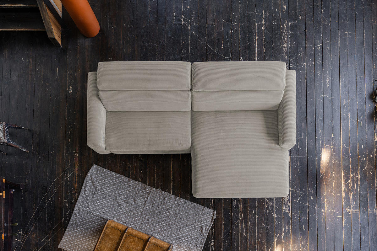 ECKSOFA LAISKA Steingrau Cord - Beige/Schwarz, Textil/Metall (282/177cm) - KAWOLA