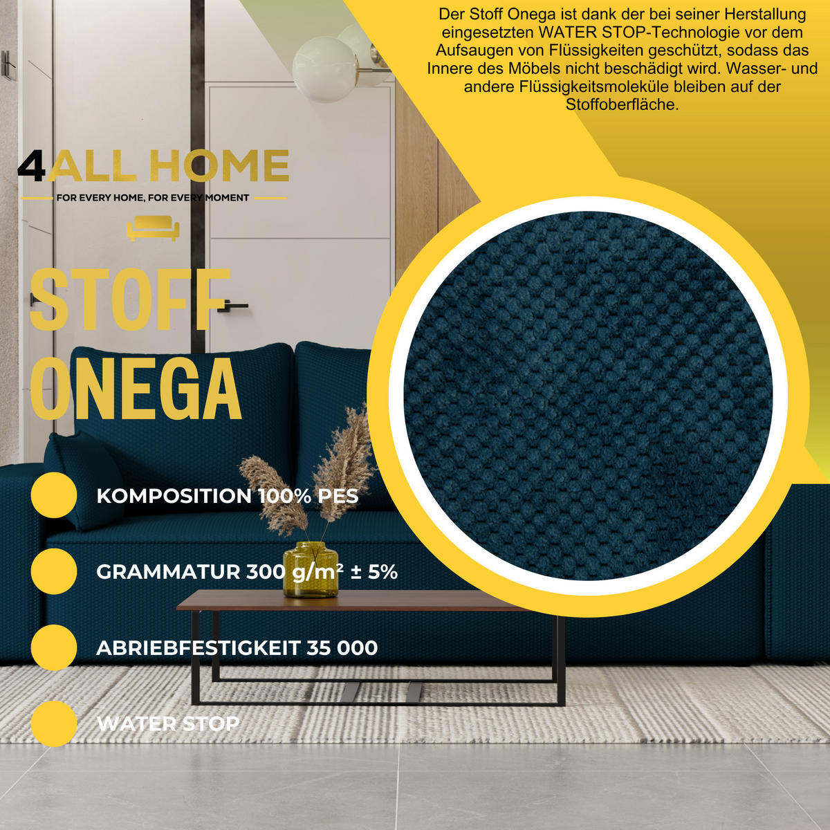 SOFA Vens mit Bettkasten und Schlaffunktion, Cordstoff - Dunkelblau, Holzwerkstoff (242/85/95cm)