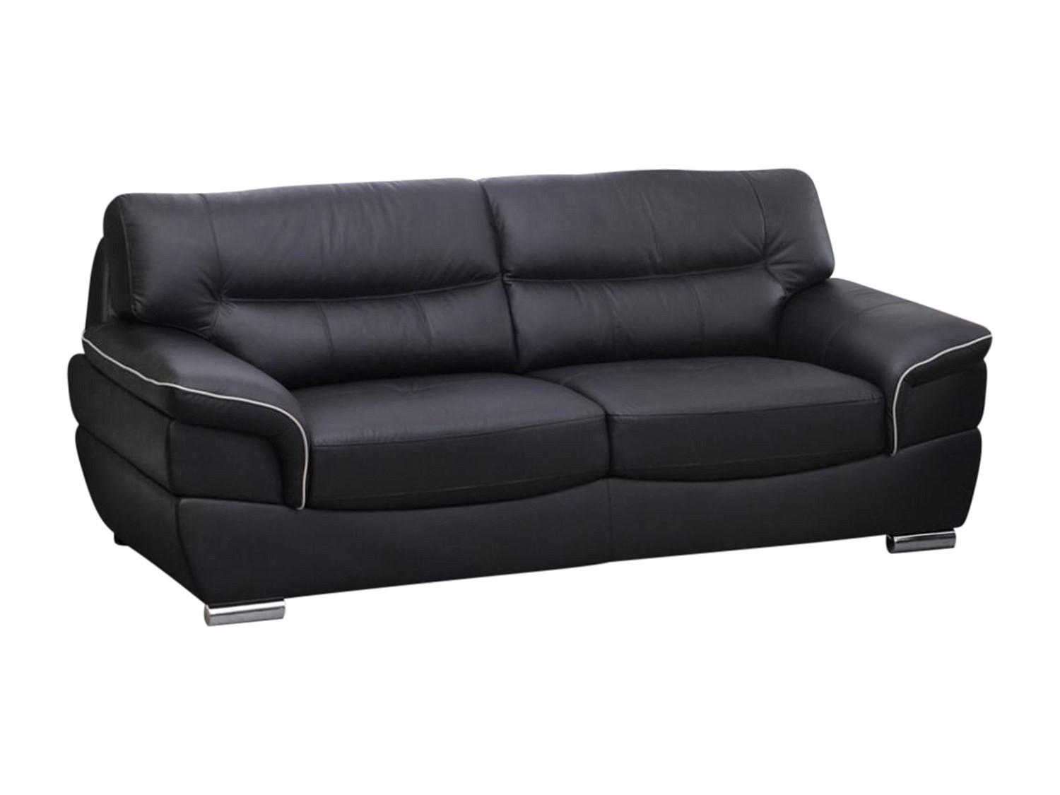 LEDERSOFA 3-Sitzer - Schwarz - THIBAULT - Schwarz, Leder (210/87/93cm) - Vente-Unique