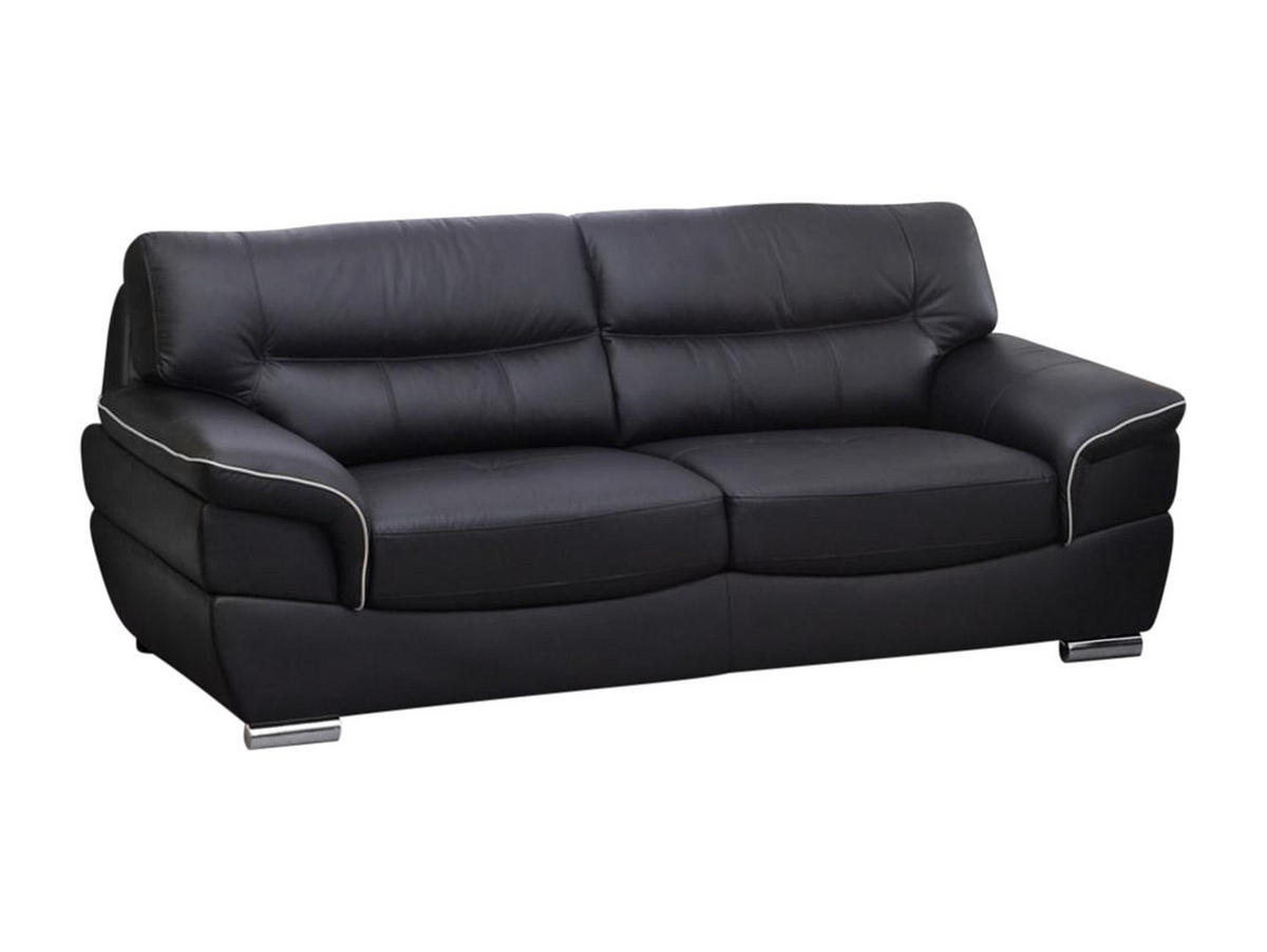 LEDERSOFA 3-Sitzer - Schwarz - THIBAULT - Schwarz, Leder (210/87/93cm) - Vente-Unique