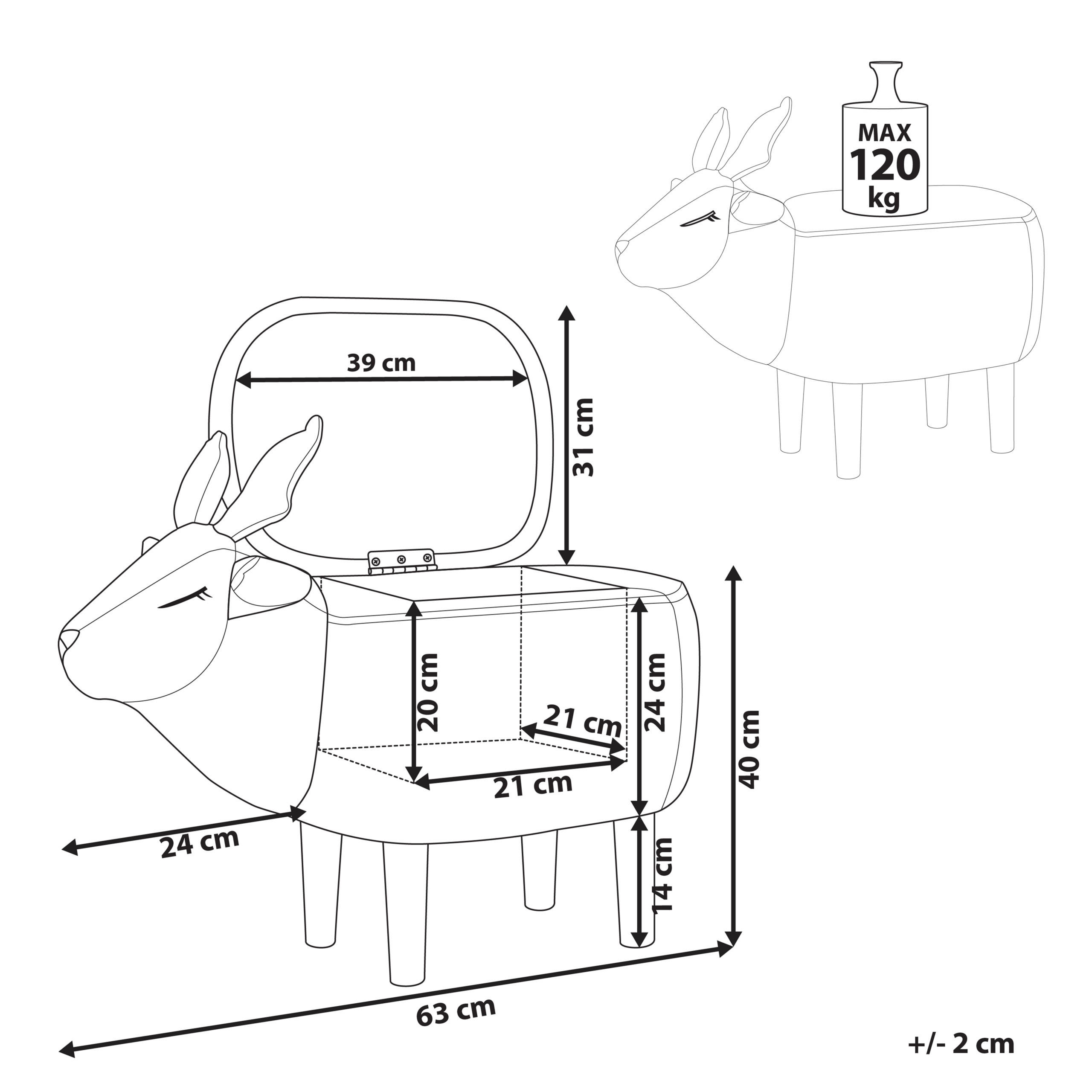 Thumbnail - Beliani Tierhocker, Beige, Textil, 1-Sitzer, Freiform, 63x40x31 cm, Wohnzimmer, Hocker, Sitzhocker