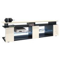 LOWBOARD Movie Fronten und obere Platte des Aufsatzes in Creme Hochglanz - Creme, Holzwerkstoff (138.5/39/39cm) - Vladon