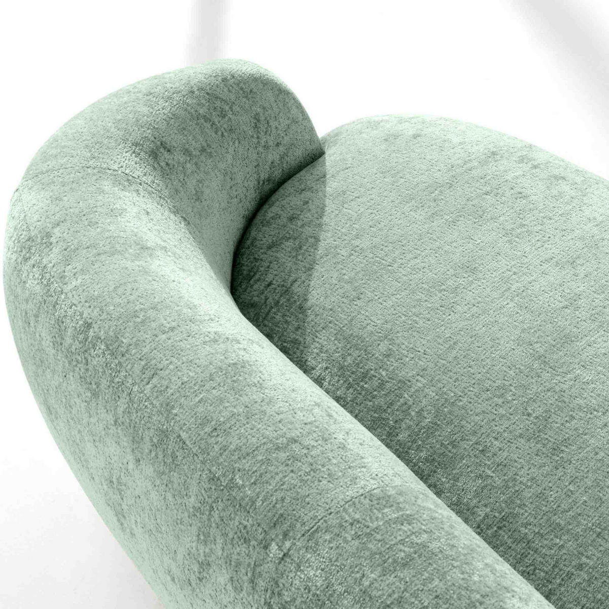 3-SITZER-SOFA NELUM, Chenille-Stoff, Mintgrün - Schwarz/Mintgrün, Holz/Holzwerkstoff (190/68/88cm) - KONSIMO®