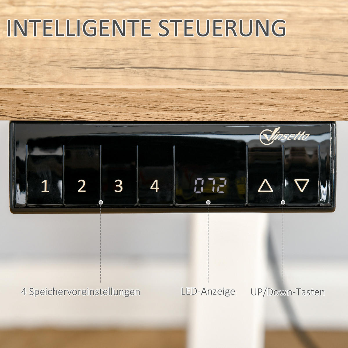 SCHREIBTISCH elektrisch höhenverstellbar 140 x 70 cm Weiß - Weiß, Holz (140/70/116cm) - Meubliv