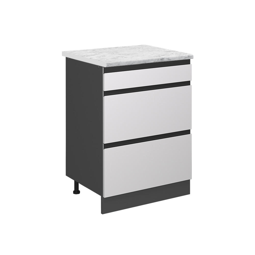 SCHUBLADENSCHRANK R-Line Weiß 60 cm AP Marmor - Anthrazit/Weiß, Holzwerkstoff (60/81.6/60cm) - Vicco