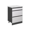 SCHUBLADENSCHRANK R-Line Weiß 60 cm AP Marmor - Anthrazit/Weiß, Holzwerkstoff (60/81.6/60cm) - Vicco