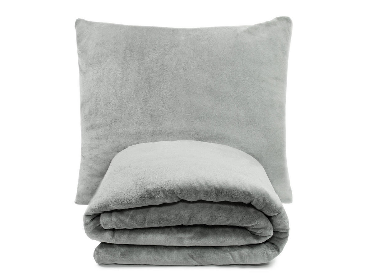 BETTWÄSCHE, 2er-Set, 80x80 cm + 135x200 cm, 100% Polyester, Grau - Grau, Textil (135/200cm) - Zollner