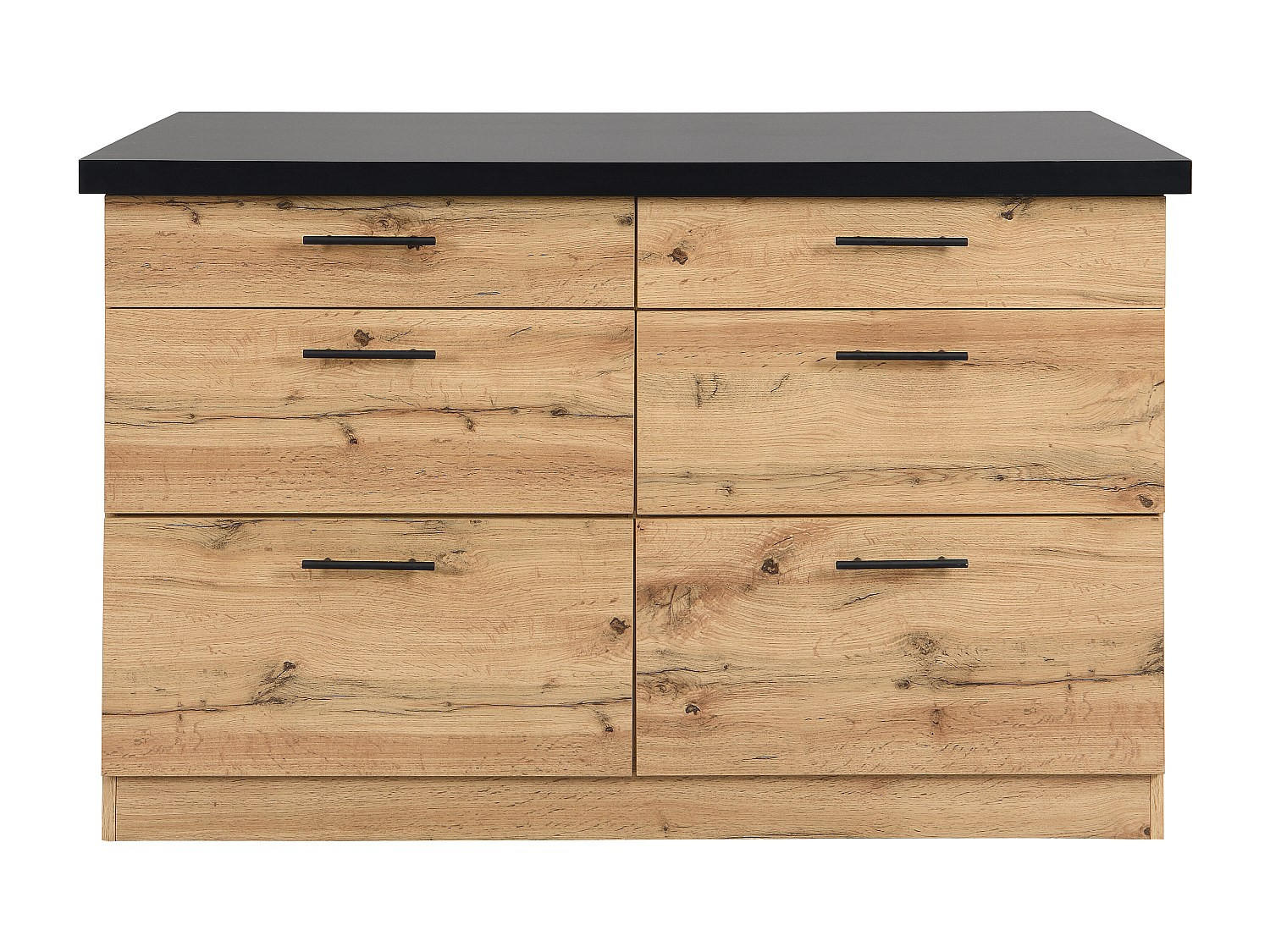 KÜCHENINSEL - 2 Personen - Holz, Platte - Schwarz, Naturfarben Hell - - Schwarz/Naturfarben, Holz (126/80/104cm) - Vente-Unique