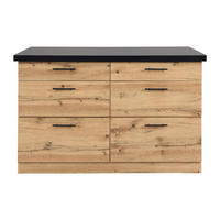 KÜCHENINSEL - 2 Personen - Holz, Platte - Schwarz, Naturfarben Hell - - Schwarz/Naturfarben, Holz (126/80/104cm) - Vente-Unique