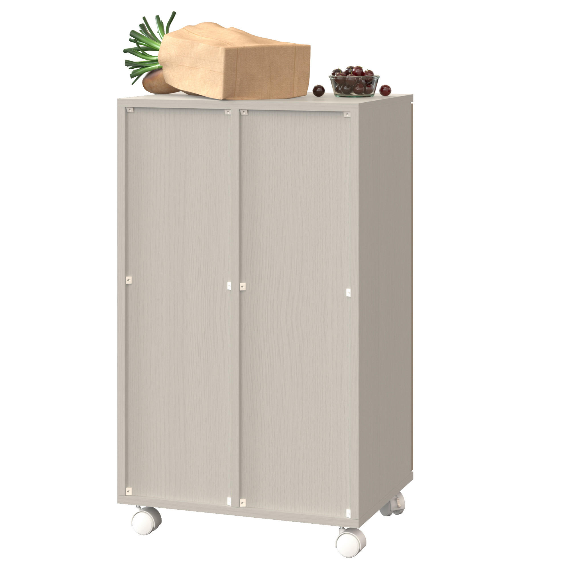SKŘÍŇKA na tříděný odpad z MDF 46,7x35x80 cm bílá na kolečkách se 2 přihrádkami - bílá, kompozitní dřevo (46/80/35cm) - Modfu
