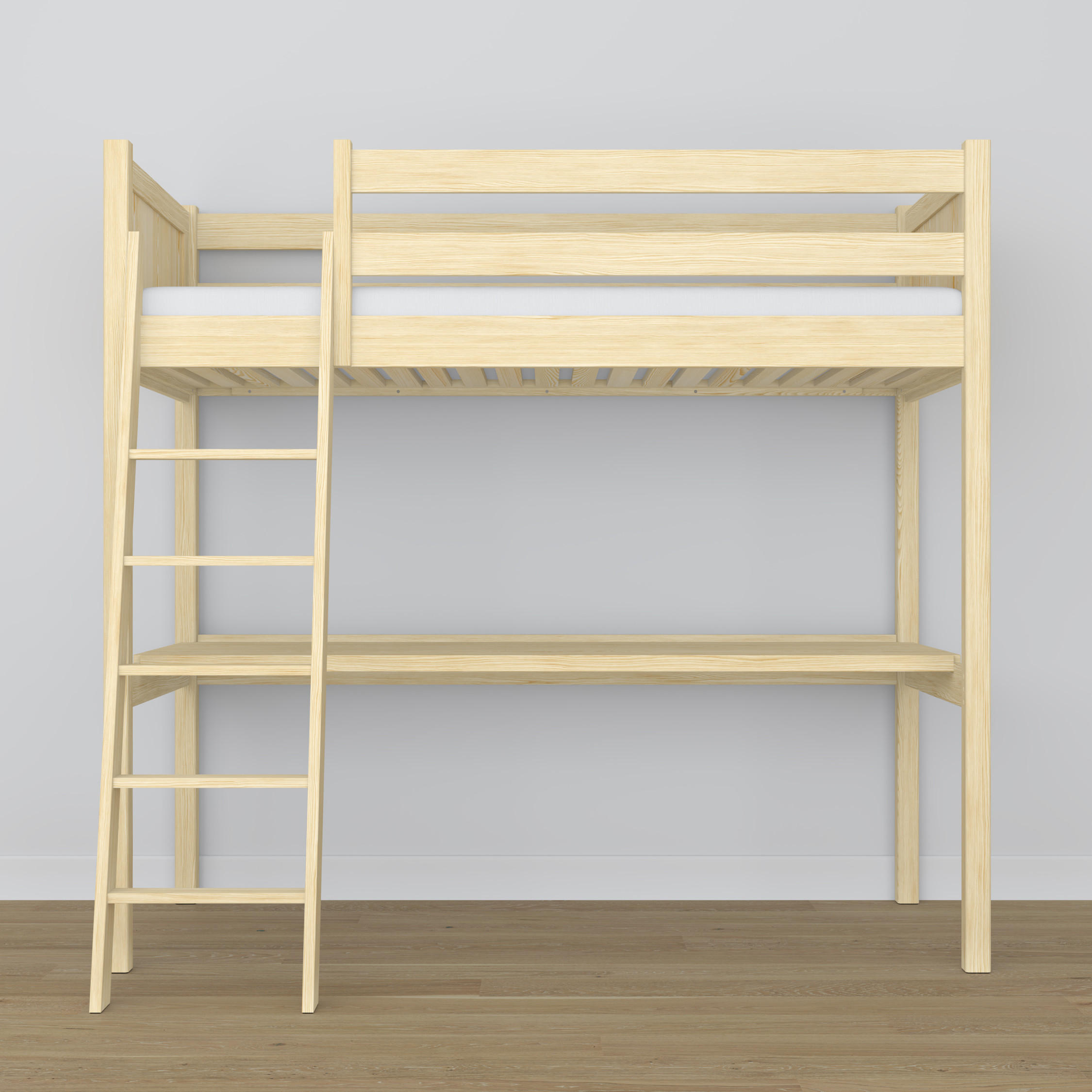 HOCHBETT N04 mit Schreibtisch Klare Kiefer 120/200 - Braun, Naturmaterialien/Holz (120/200cm) - N-Wood