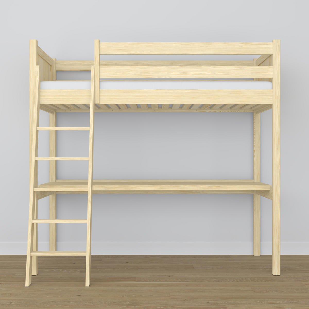 HOCHBETT N04 mit Schreibtisch Klare Kiefer 90/180 - Braun, Naturmaterialien/Holz (90/180cm) - N-Wood