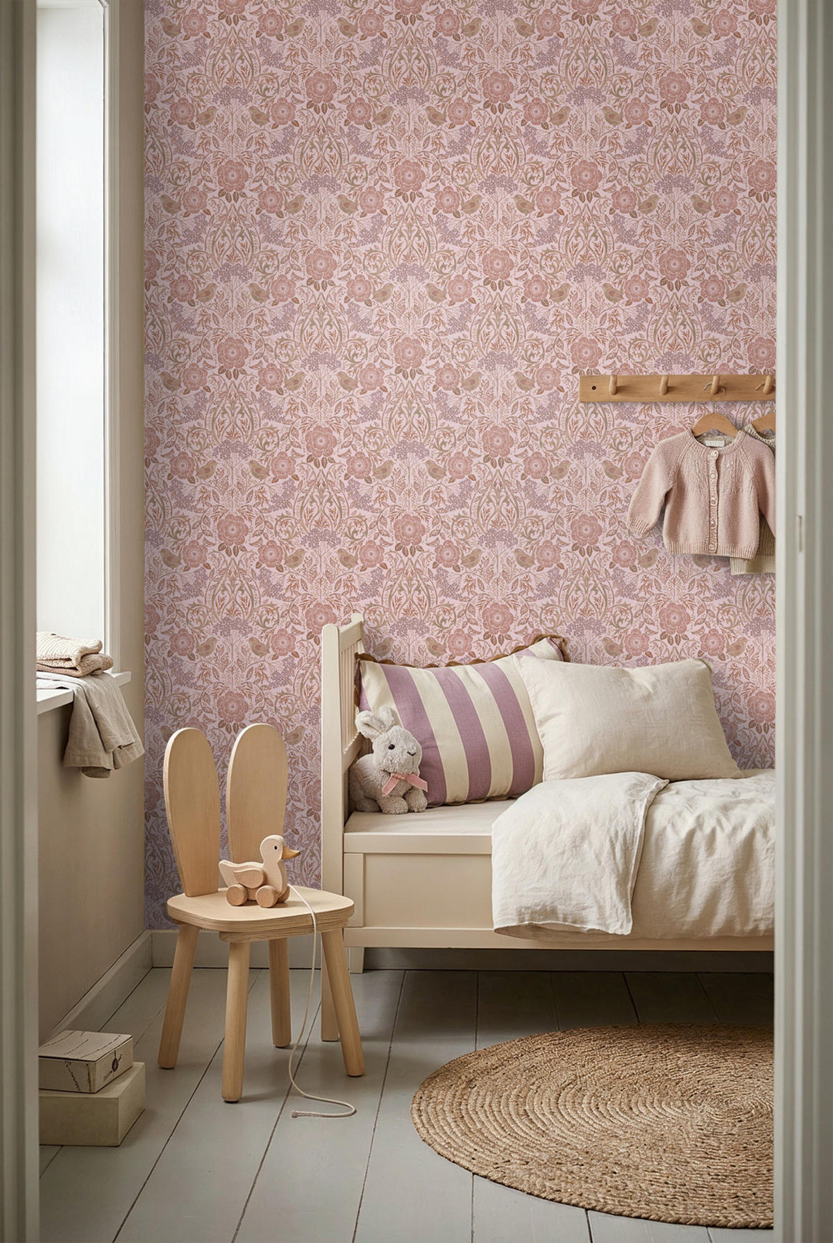 TAPETE Blumen und Vögel 53 cm x 10.05 m - Lila, Papier (53/1000cm) - ESTAhome