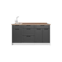 KUCHYNSKÝ BLOK Fame-Line, Tmavo-sivá/biely, 150 cm, AP Oak - biela/tmavosivá, kompozitné drevo (150/82/60cm) - Vicco