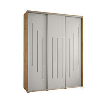 SCHWEBETÜRENSCHRANK 235,2/200/60 3-türig - Silberfarben/Weiß, Holz/Metall (200/235/60cm) - Abiks Möbel
