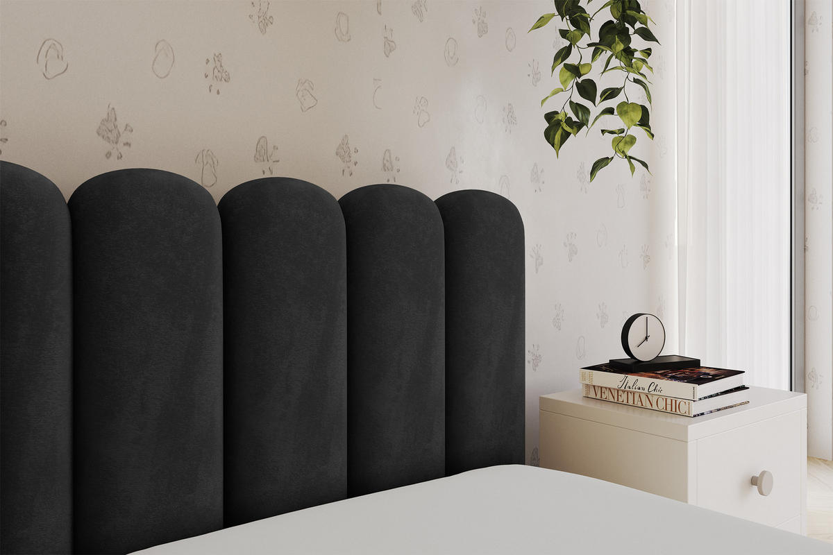 EINZELLBETT Jugendbett mit Bettkasten und Matratze H3/H4, Links - HUGY 100x200 Schwarz - Schwarz, Holzwerkstoff/Textil (100/200cm) - ALTDECOR