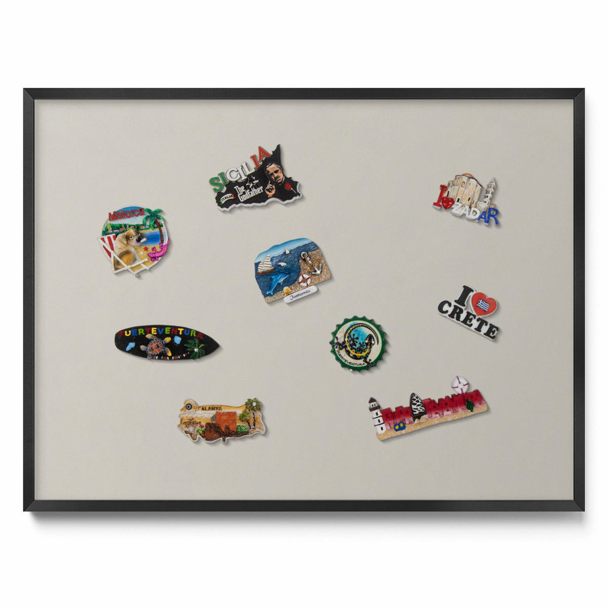 MAGNETTAFEL 80x60 cm Schwarzer Rahmen Cremefarben - Edelstahlfarben, Metall (80/60/0.4cm) - TULUP