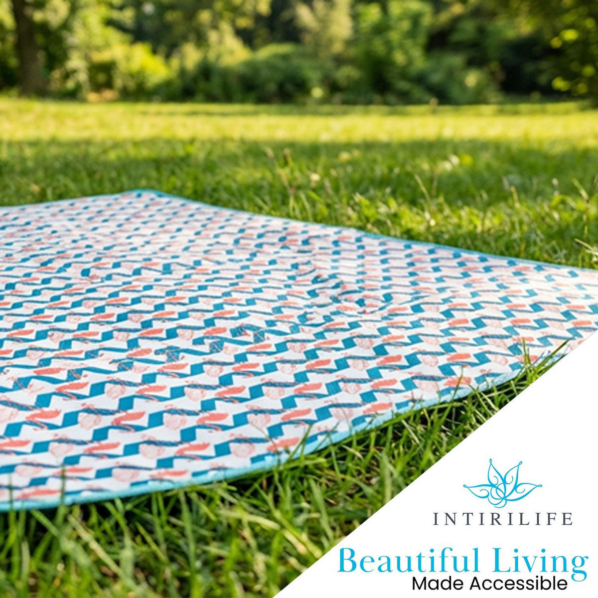 PICKNICKDECKE im Flamingo Design - Blau, Kunststoff (145/199cm)