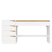 SCHREIBTISCH Weiß/Eichefarben 140/50/78 cm mit 5 Schubladen und großer Arbeitsfläche - Weiß, Holzwerkstoff (50/140/78cm) - PANGIVO