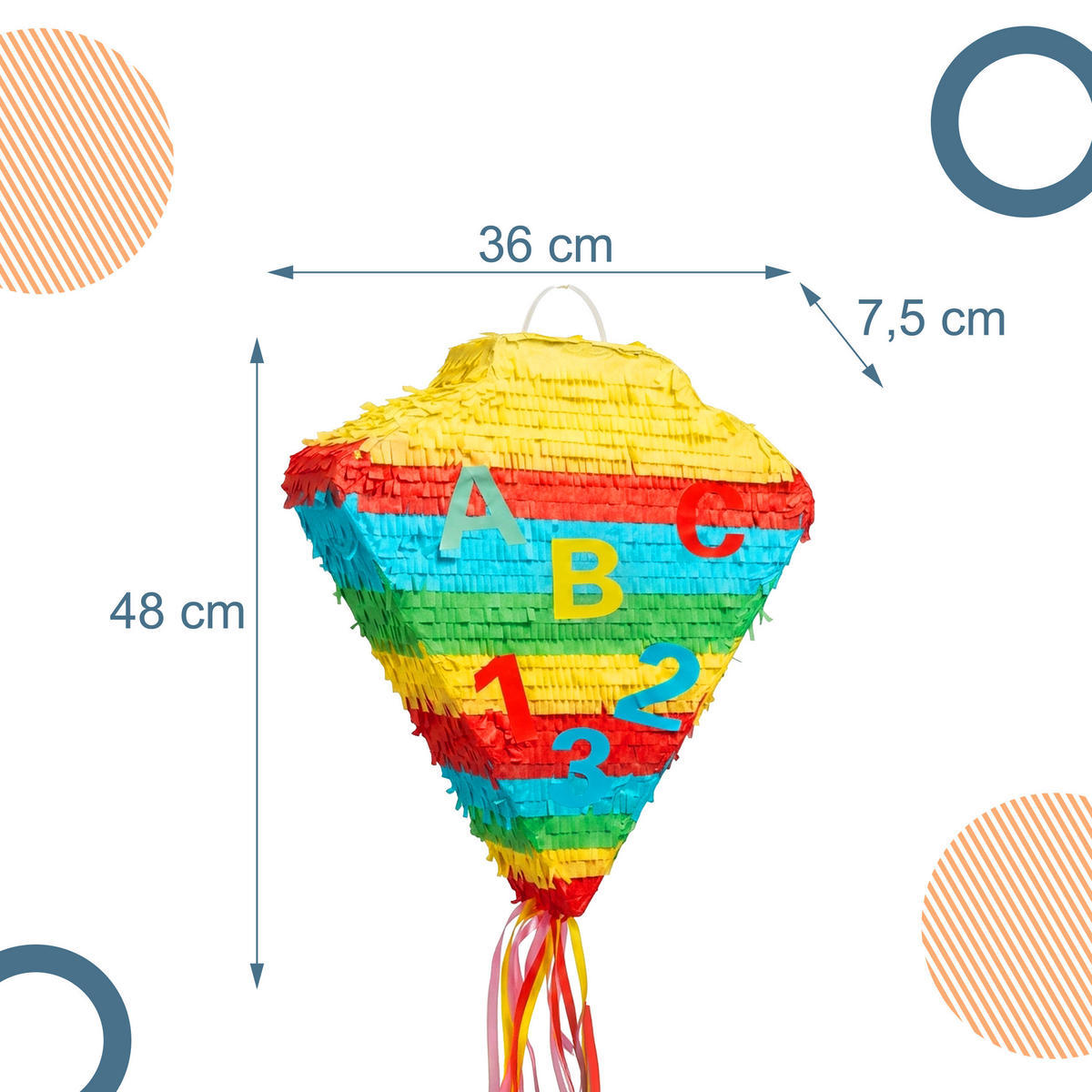 PINATA - Multicolor, Papier/Wellpappe (36/48/7.5cm) - Relaxdays