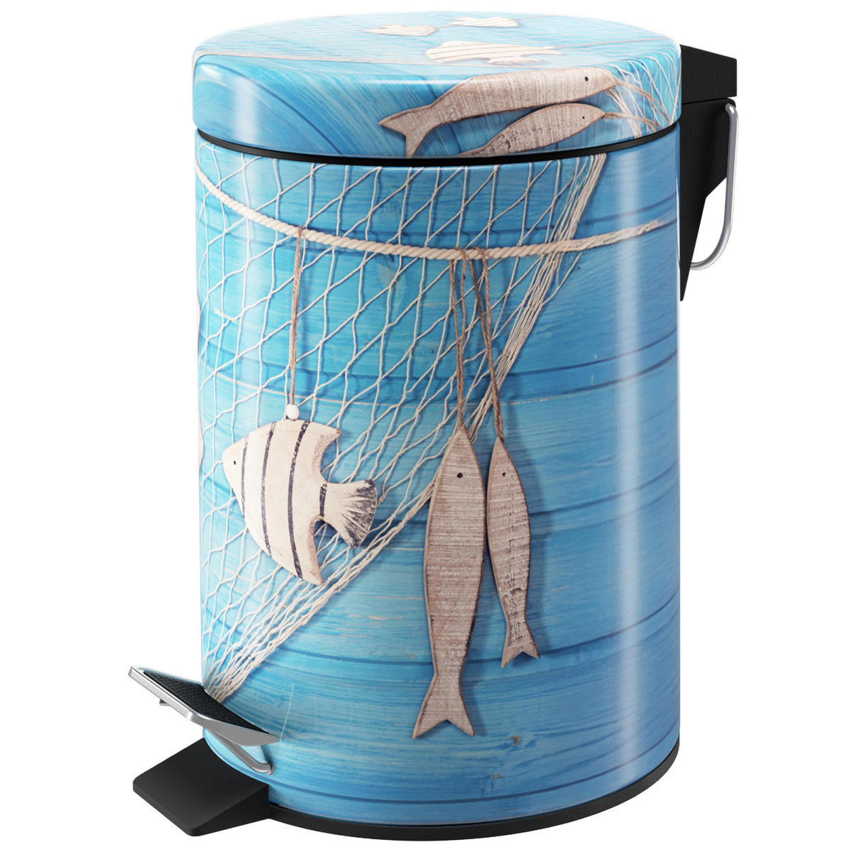 KOSMETIKEIMER Seefahrt - Blau/Beige, Kunststoff/Metall (17/25/25cm) - Sanilo