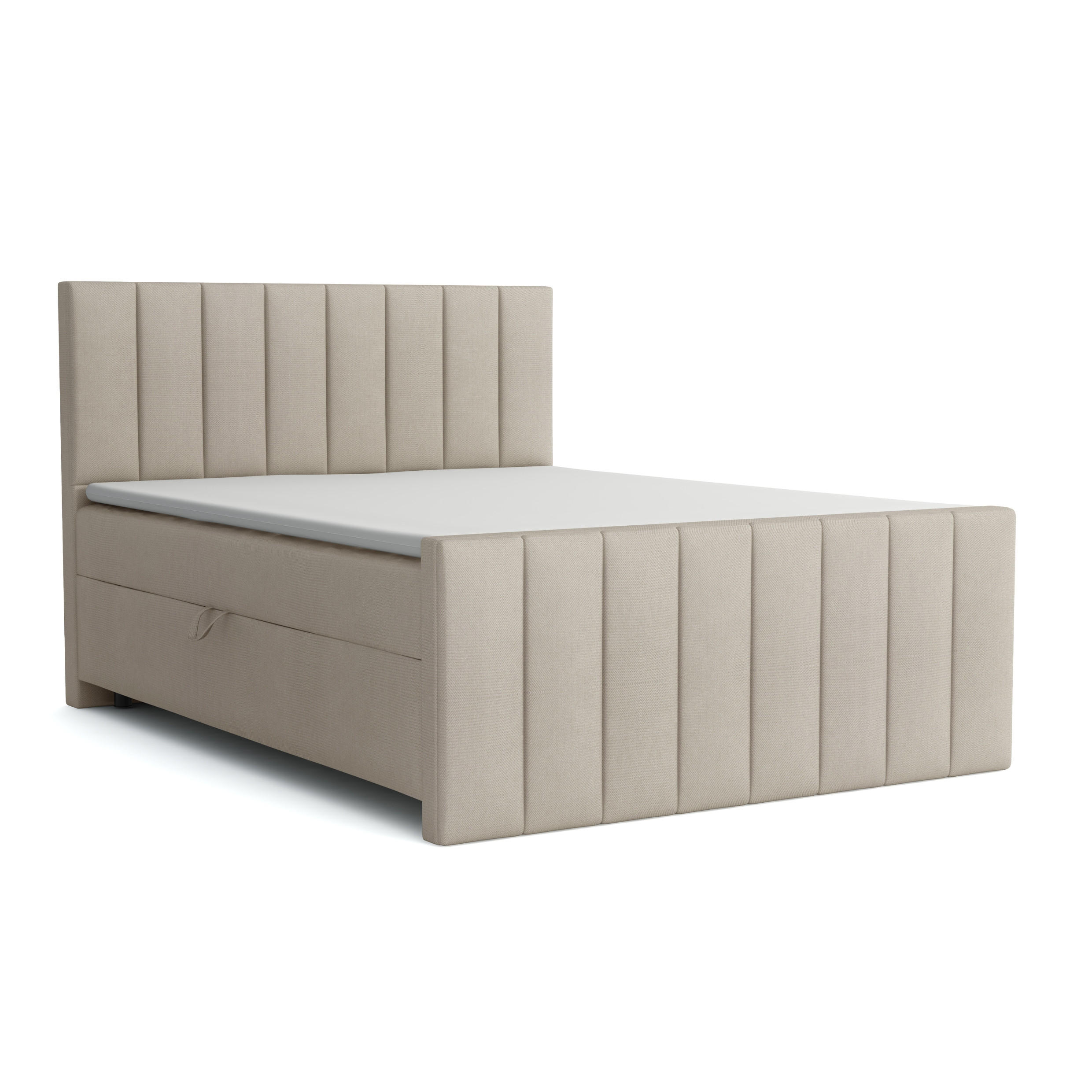 BOXBETT FEN 180/200 Velours Beige mit Bonell-Federkernmatratzen H3 - Beige, Holz/Holzwerkstoff (180/200cm) - Deine Möbel 24