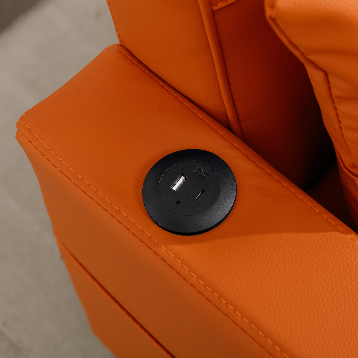 SCHLAFSESSEL DE-35007 3-in-1 mit USB und Getränkehaltern Orange - Orange, Metall (87/84/74cm) - ComfortXL