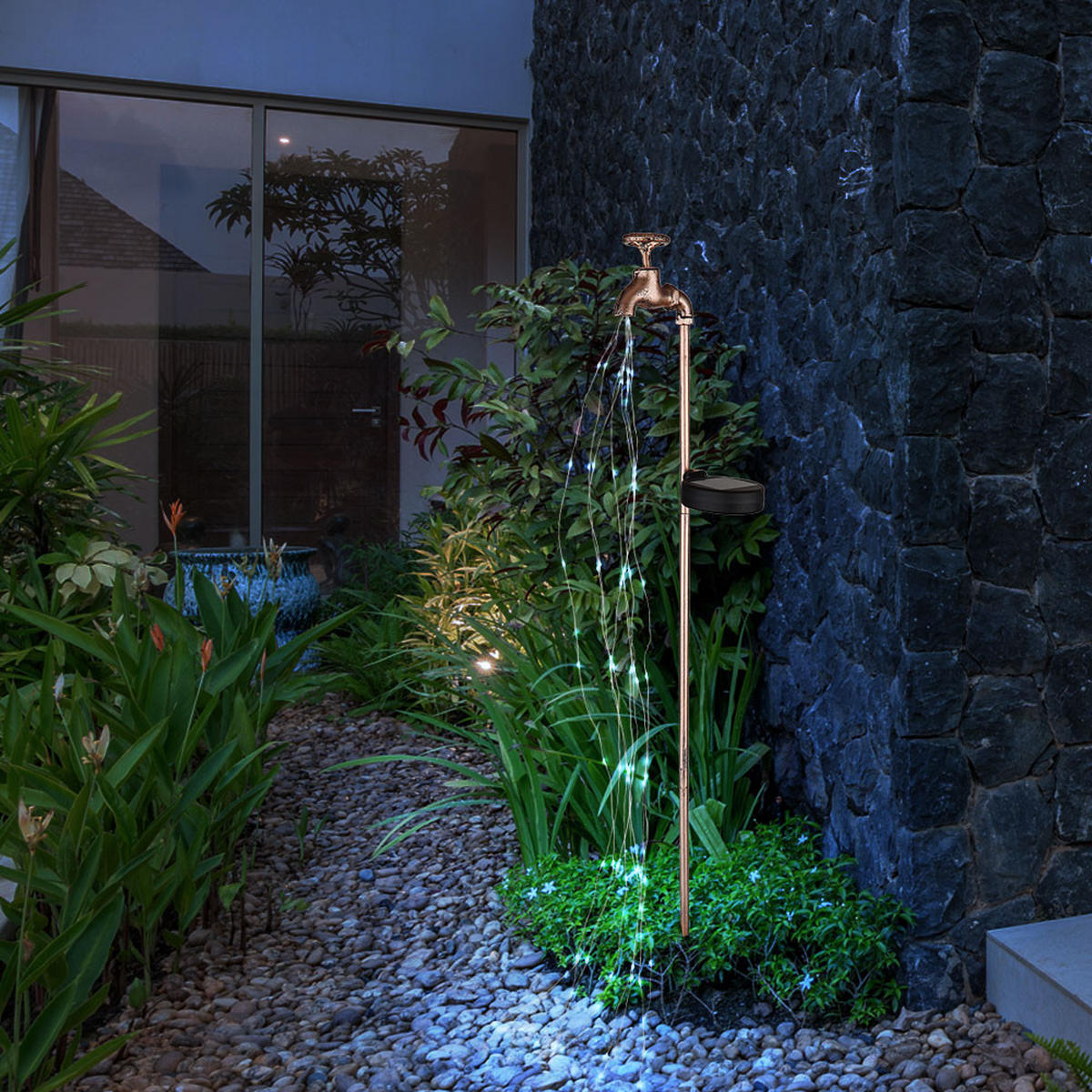 LED AUSSENLEUCHTE Solarleuchte Gold - Goldfarben, Metall (11/6/80cm) - Globo Lighting