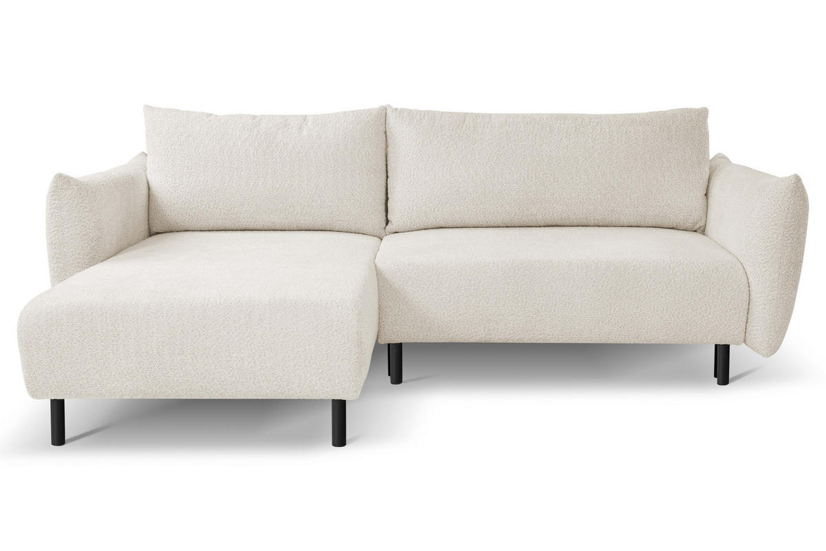 ECKSOFA ADEL mit Schlaffunktion und Bettkasten, L-förm, Metallbeine, verstellbar lose Rückenkissen, freistehend, LINKS, 171x257x90 cm, Sand-coloured - Sandfarben, Holz/Textil (171/257cm) - DomoHome