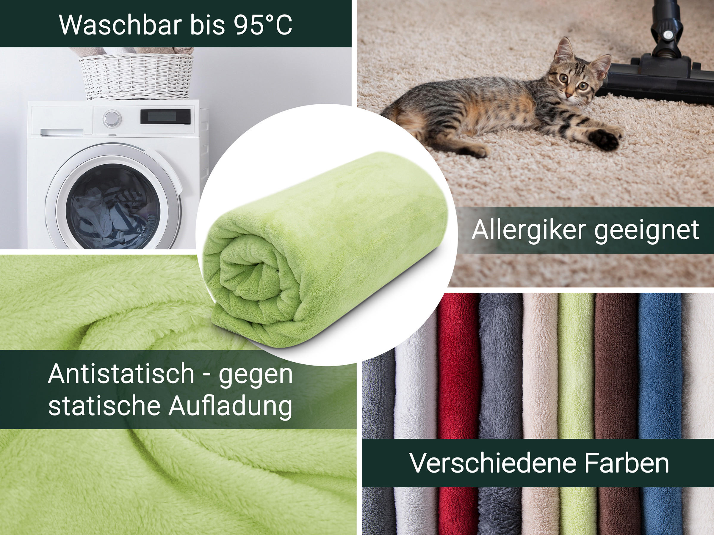 KUSCHELDECKE, 150x200 cm, 100% Polyester, Grün - Hellgrün, Textil (150/200cm) - Zollner